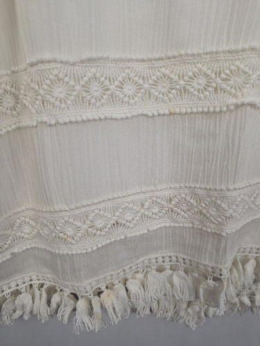 Second-Hand - Indikah Lace Tassel White Long Top Size 10 - SwapUp
