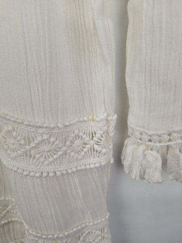 Second-Hand - Indikah Lace Tassel White Long Top Size 10 - SwapUp
