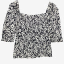 Second-Hand - Sportscraft Shirred Bodice Navy Floral Top Size 6 - SwapUp