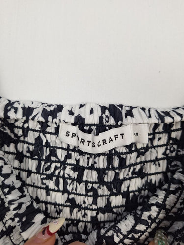 Second-Hand - Sportscraft Shirred Bodice Navy Floral Top Size 6 - SwapUp