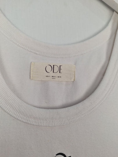 Second-Hand - Ode Off Duty White Ribbed Tank Top Size S - SwapUp