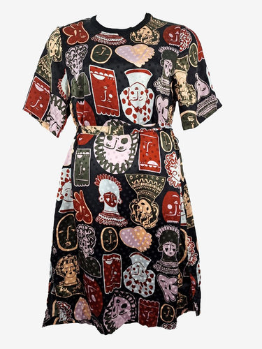 Gorman Artistic Portrait Silk Midi Dress Size 14