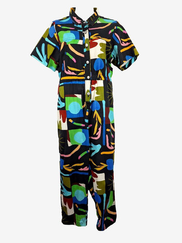 Gorman Muted Abstract Shapes Worker Style Jumpsuit Size 18
