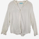 Second-Hand - Blue Illusion Wispy Semi Sheer Textured Stripe Top Size XXXL - SwapUp