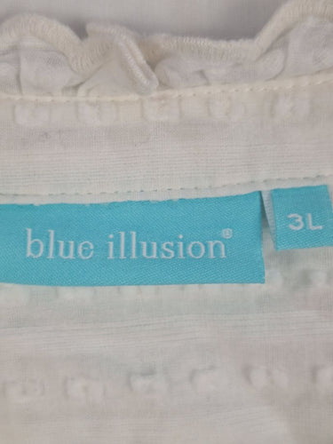 Second-Hand - Blue Illusion Wispy Semi Sheer Textured Stripe Top Size XXXL - SwapUp