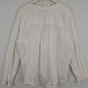 Second-Hand - Blue Illusion Wispy Semi Sheer Textured Stripe Top Size XXXL - SwapUp