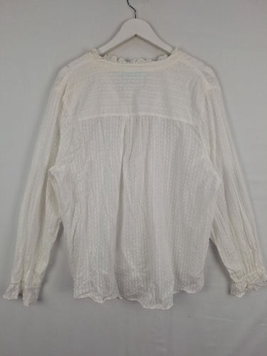 Second-Hand - Blue Illusion Wispy Semi Sheer Textured Stripe Top Size XXXL - SwapUp