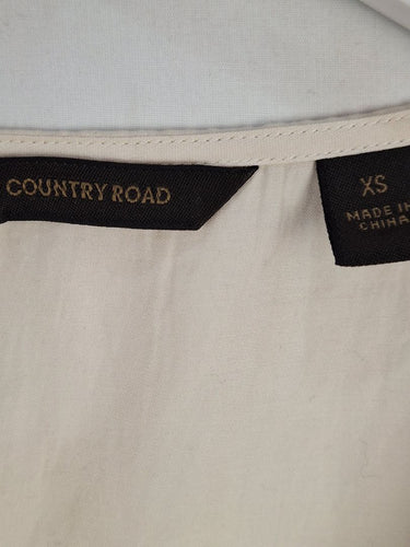 Second-Hand - Country Road Elegant Gathered Off White Top Size XS - SwapUp
