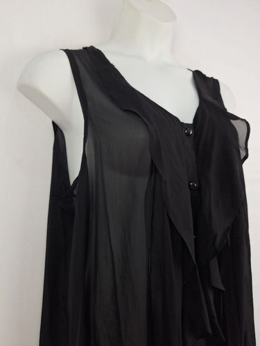 Second-Hand - Queen Of Everything Sheer Black Peter Pan Collar Dress Size XL - SwapUp