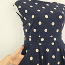 Second-Hand - Boden Effortless Navy Polka Dot Mini Dress Size 12 - SwapUp