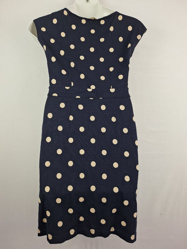Second-Hand - Boden Effortless Navy Polka Dot Mini Dress Size 12 - SwapUp