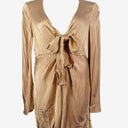 Second-Hand - Shona Joy Gold Satin Twist Front Dress Size 16 - SwapUp