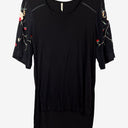Second-Hand - Grab Denim Asymmetrical Embroidered Sleeve Top Size 6 - SwapUp