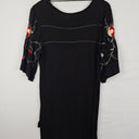 Second-Hand - Grab Denim Asymmetrical Embroidered Sleeve Top Size 6 - SwapUp