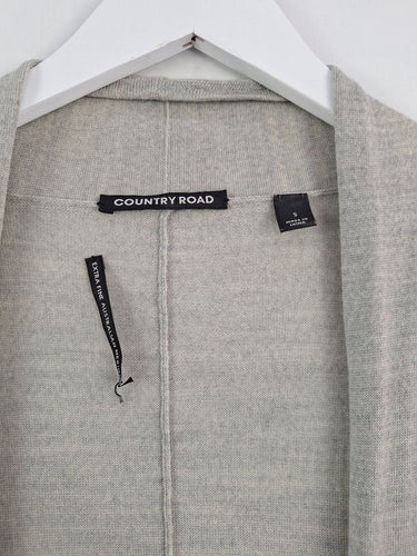Second-Hand - Country Road Misty Grey Long Line Merino Cardigan Size S - SwapUp