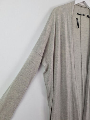 Second-Hand - Country Road Misty Grey Long Line Merino Cardigan Size S - SwapUp
