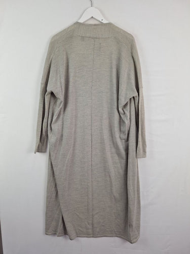 Second-Hand - Country Road Misty Grey Long Line Merino Cardigan Size S - SwapUp