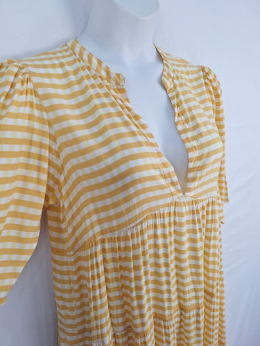 Second-Hand - Bird & Kite Sunshine Gingham V Neck Maxi Dress Size XL - SwapUp