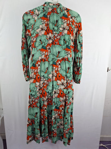 Second-Hand - Alessi Frill Neck Hibiscus Maxi Dress Size XL - SwapUp