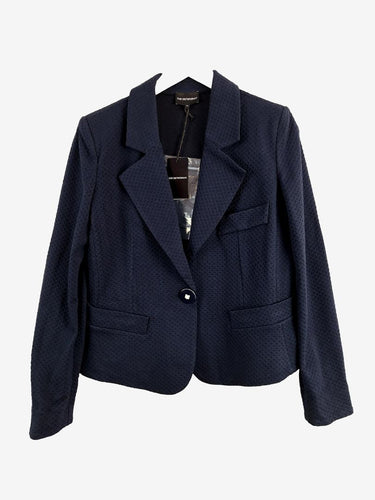 Emporio Armani Navy Woven Textured Blazer Size 12