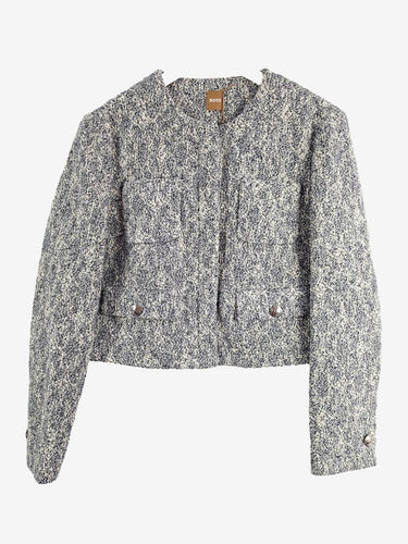 Hugo Boss Blue Blend Classy Tweed Jacket Size 8