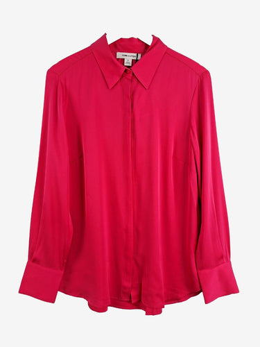 Perri Cutten Hot Pink Silk Hidden Button Shirt Size 12