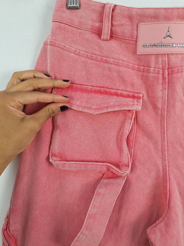 Second-Hand - Maniere de Voir Bubblegum Pink Cargo Style Jeans Size 6 - SwapUp