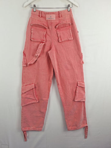 Second-Hand - Maniere de Voir Bubblegum Pink Cargo Style Jeans Size 6 - SwapUp