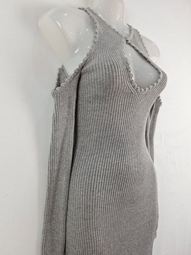 Second-Hand - Majorelle Scallop Edge Ribbed Cold Shoulder Dress Size S - SwapUp