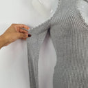 Second-Hand - Majorelle Scallop Edge Ribbed Cold Shoulder Dress Size S - SwapUp