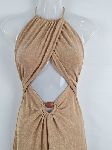 Second-Hand - Significant Other Gold Cross Bodice Cut Out Dress Size 8 - SwapUp