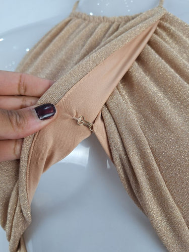 Second-Hand - Significant Other Gold Cross Bodice Cut Out Dress Size 8 - SwapUp