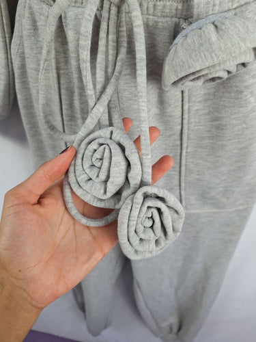 Second-Hand - For Love & Lemons Grey Rose Lounge Jumpsuit Size S - SwapUp