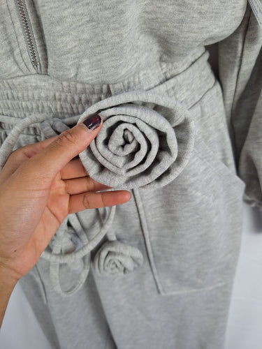 Second-Hand - For Love & Lemons Grey Rose Lounge Jumpsuit Size S - SwapUp