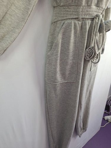 Second-Hand - For Love & Lemons Grey Rose Lounge Jumpsuit Size S - SwapUp