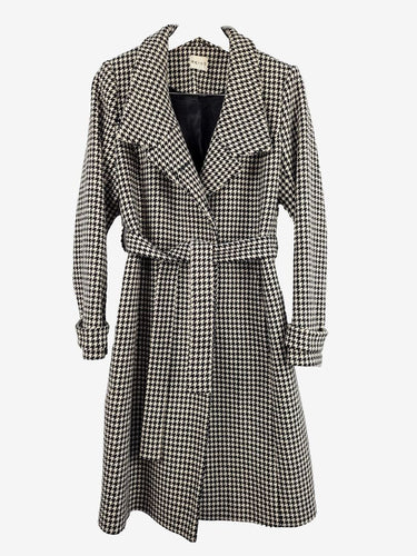 Reiss Houndstooth Thick Wool Blend Coat Size S