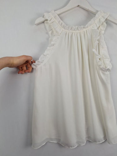 Second-Hand - Saba Crisp White Frill Summer Top Size 14 - SwapUp