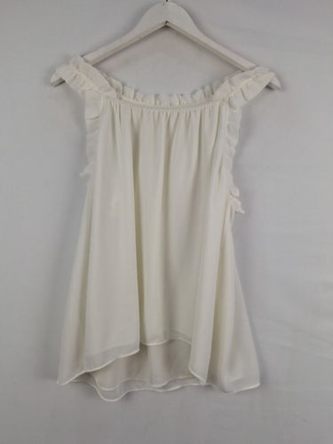 Second-Hand - Saba Crisp White Frill Summer Top Size 14 - SwapUp