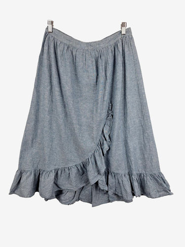 Gorman Washed Blue Ruffle Midi Skirt Size 14