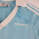 Second-Hand - Adidas Sky Blue Satin Feel Jersey Top Size XS - SwapUp
