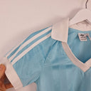 Second-Hand - Adidas Sky Blue Satin Feel Jersey Top Size XS - SwapUp