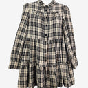 Second-Hand - Aere Pure Linen Plaid A Line Mini Dress Size 8 - SwapUp