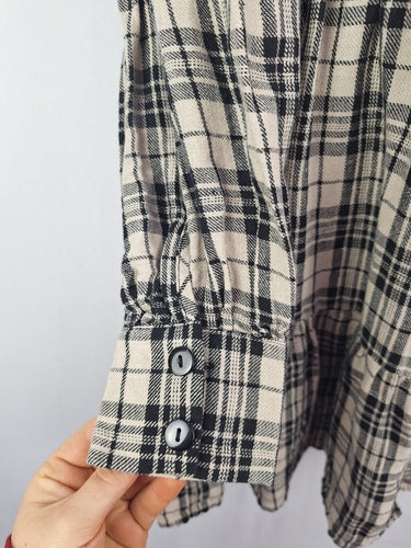 Second-Hand - Aere Pure Linen Plaid A Line Mini Dress Size 8 - SwapUp