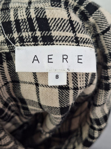 Second-Hand - Aere Pure Linen Plaid A Line Mini Dress Size 8 - SwapUp