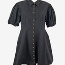 Second-Hand - Atmos & Here Black Puff Sleeve Button Up Mini Dress Size 8 - SwapUp