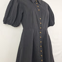 Second-Hand - Atmos & Here Black Puff Sleeve Button Up Mini Dress Size 8 - SwapUp