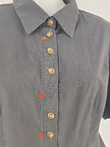 Second-Hand - Atmos & Here Black Puff Sleeve Button Up Mini Dress Size 8 - SwapUp