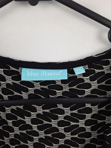 Second-Hand - Blue Illusion Monochrome Wavy Textured Stretch Dress Size XXXL - SwapUp