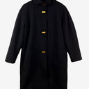Second-Hand - Donna Karan Gold Button Funnel Neck Coat Size S - SwapUp