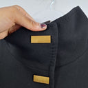 Second-Hand - Donna Karan Gold Button Funnel Neck Coat Size S - SwapUp